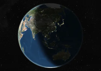 Globe Centred on Asia and Oceania, True Colour Satellite Image